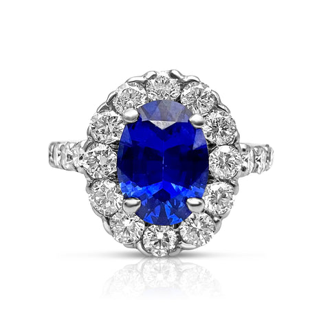 1 1/2 ct Sapphire Fashion Ring 1.0 ctw Diamond Accents 14K White Gold 7.5
