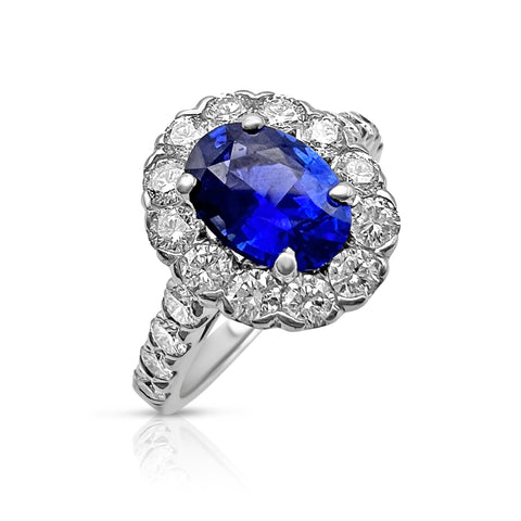 1 1/2 ct Sapphire Fashion Ring 1.0 ctw Diamond Accents 14K White Gold 7.5