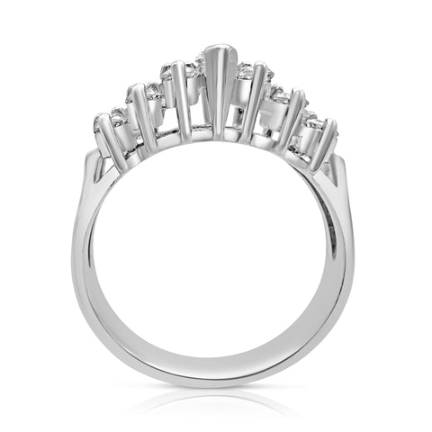 3/4 ctw Diamond Fashion Ring 3/20 ct Marquise-Cut Center Stone Diamond 14K White Gold 6.5